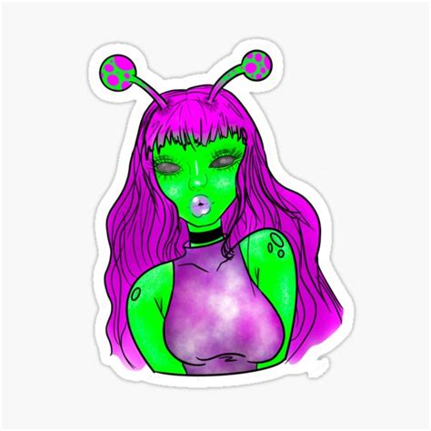 Sexy Alien Girl Sticker For Sale By Alliewildflower Redbubble