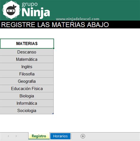 Plantilla De Horario Escolar En Excel Ninja Del Excel
