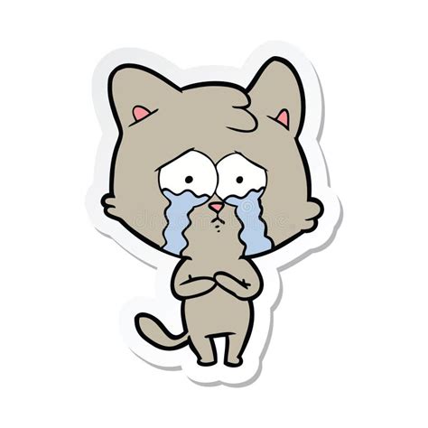 Sticker Of A Cartoon Crying Cat Stock Vector Illustration Of Artwork