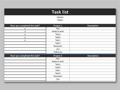Task Template Excel Collection