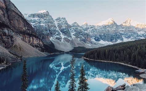 Moraine Lake Canada Mountains Forest Banff National Park Alberta