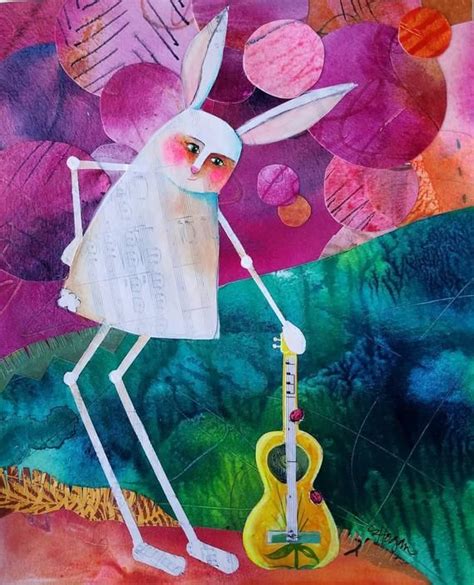 White Rabbit With Guitar Limited Edition Fine Art Print Etsy Art