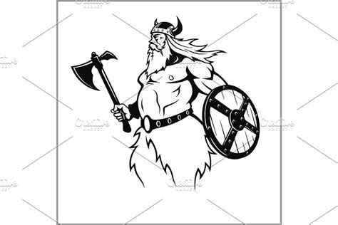 Vikings Warriors Nordic Girl Scandinavian Woman In Helmet Vector