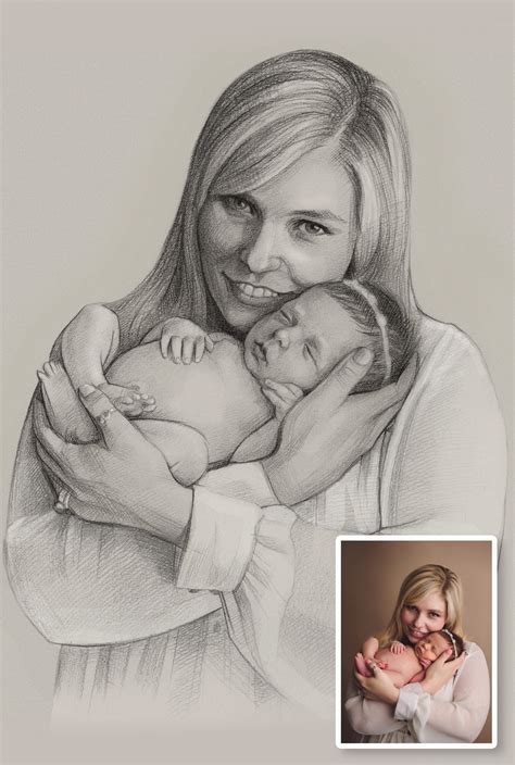 See more ideas about art drawings, line art drawings, drawings. Custom Mother and Baby Portrait, Hand Drawn Custom ...