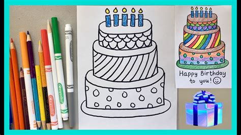 Birthday Cake Draw And Color Fun Time Play Youtube