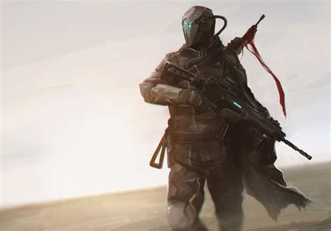 Person Holding Assault Rifle Digital Wallpaper Science Fiction