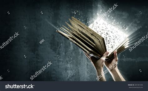 Opened Magic Book Magic Lights Stock Photo Edit Now 381401455