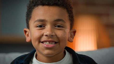 Close Up Head Shot Portrait Indoors Child Boy Ethnic Male Kid African