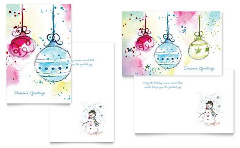 Whimsical Ornaments Greeting Card Template Word And Publisher