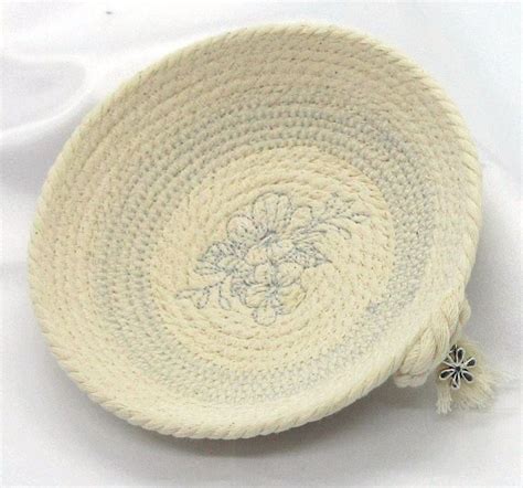 Ready To Ship Embroidered Rope Ring Bowl Natural 100 Cotton Coiled