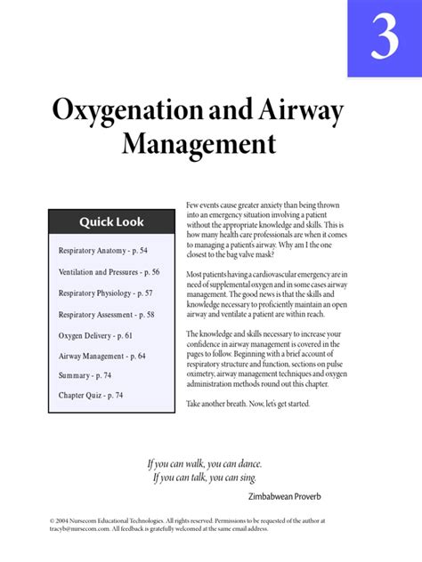 Oxygenation And Airway Management Quick Look Pdf