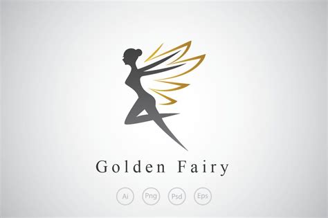 Golden Wing Fairy Logo Template Logo Templates Graphic Design Logo