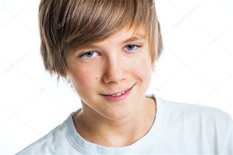 Portrait Of Young Beautiful Boy In White — Stock Photo