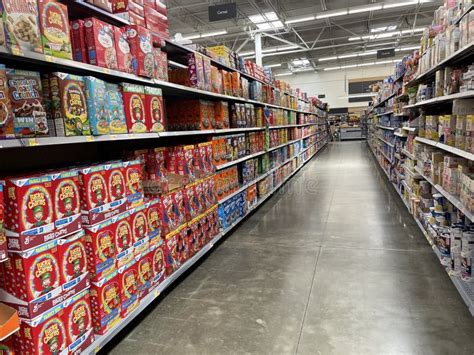 Walmart Retail Store Cereal Aisle Looking Down The Aisle Editorial