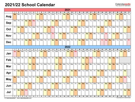 School Calendars 2021 2022 Free Printable Word Templates Calendar