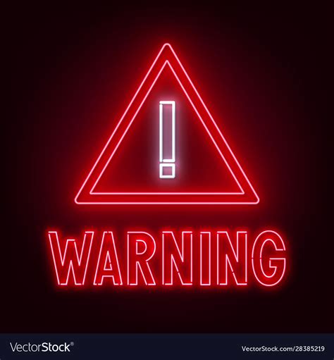 Warning Neon Sign On Dark Background Royalty Free Vector