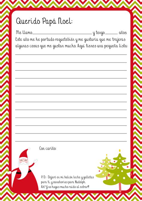Carta A Pap Noel Para Los Regalos De Navidad Para Imprimir