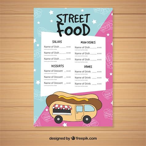 Free Vector Lovely Food Truck Menu With Hot Dog