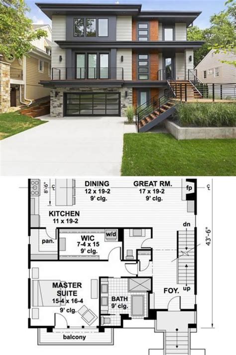 Two Story 5 Bedroom Modern Pacific Southwest Home Floor Plan House