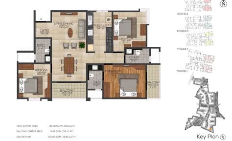 3 bhk floor plan Thiết kế căn hộ 3 phòng ngủ đầy đủ tiện nghi Click
