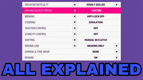 Forza Horizon 5 All Difficulty Settings Explained YouTube