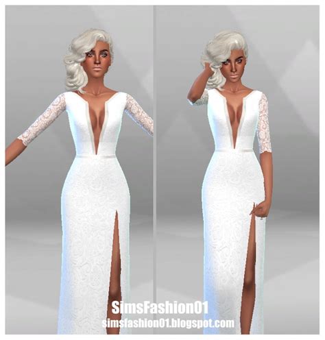 Wedding Dress With Slit At Sims Fashion01 Sims 4 Updates