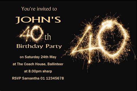 Personalised 40th Birthday Invitation