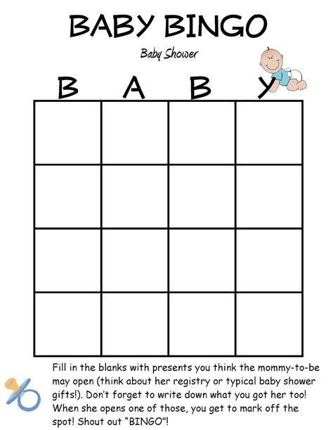 Free Printable Blank Baby Shower Bingo Cards Pdf Printable Bingo