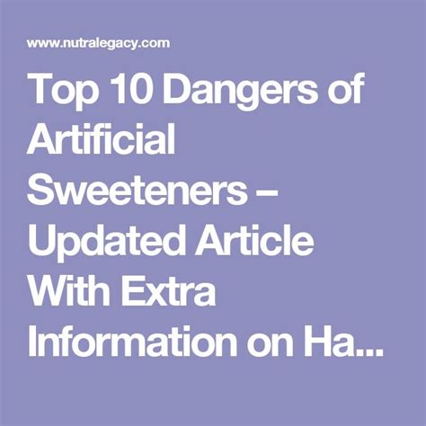 Top 10 Dangers Of Artificial Sweeteners Updated Article With Extra