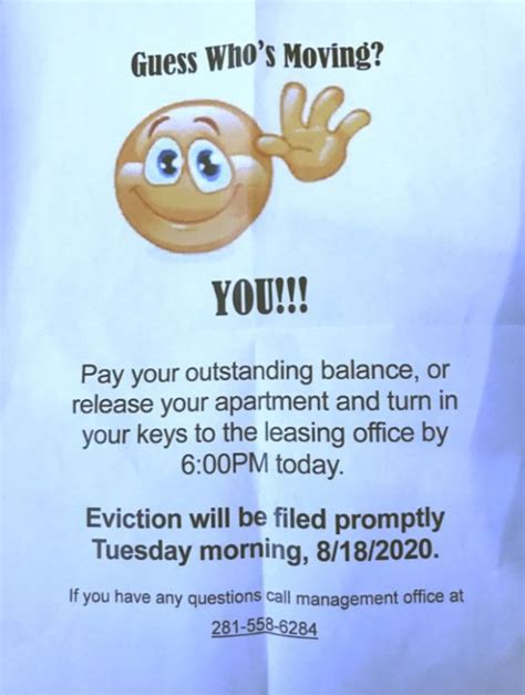 Houston Mother Of Two Handed An Insensitive Emoji Eviction Notice Metro News