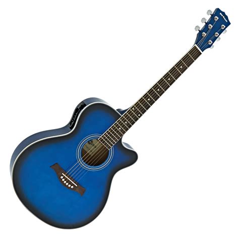 Single Cutaway Electro Acoustic Guitar By Gear4music Blue Nearly New