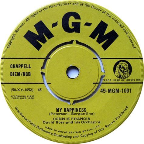 Connie Francis My Happiness 1959 4 Prong Centre Vinyl Discogs