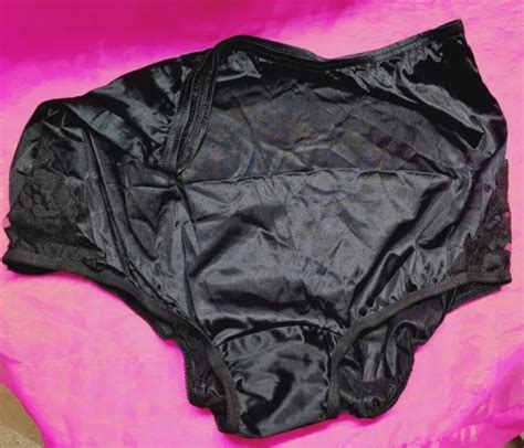 Vtg Vanity Fair Sz 8 Second Skin Granny Lace Panties Glossy Wet Satin Black 20 00 Picclick