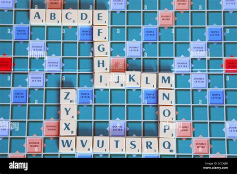 Scrabble Letters Entire Alphabet On Game Board Stock Photo Alamy