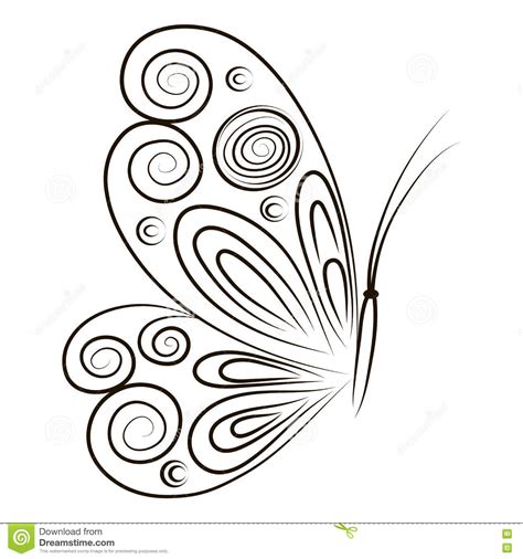 Farfalla Disegnata A Mano Dellillustrazione Di Vettore Su Fondo Bianco
