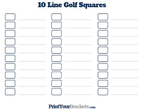 Printable Pga Golf Office Pool 10 Line Box Pool