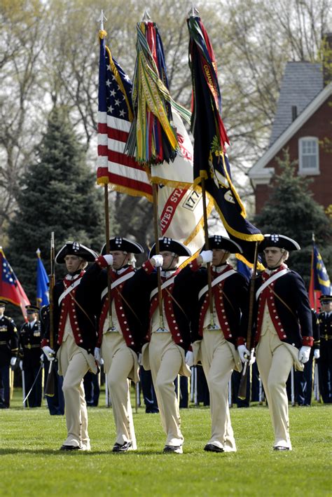 Members Of The Continental Color Guard Post The Colors During The Us
