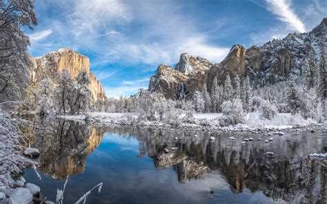 Download Wallpapers Merced River Winter Yosemite Valley Mountain