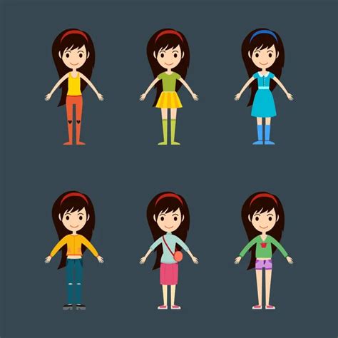 Cute Vector Cartoon Girls From Different Countries Playing On White