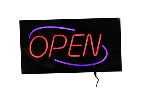 Open Led Sign With Hanging Chain Rectangular Red And Blue 16680