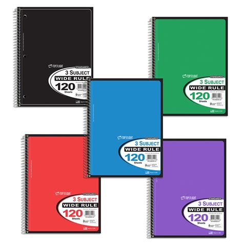 Wholesale Wide Ruled Spiral Notebooks 3 Subjects