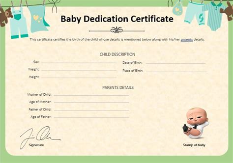 10 Baby Dedication Certificate Template Room