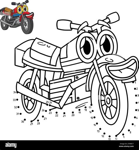 Dot To Dot Motorcycle With Face Isolated Coloring Stock Vector Image