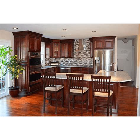 Mahogany wooden laminate and high gloss matching design kitchen cabinets. 10' X 10' Kitchen Cabinets Mahogany Maple - Home Magic LLC