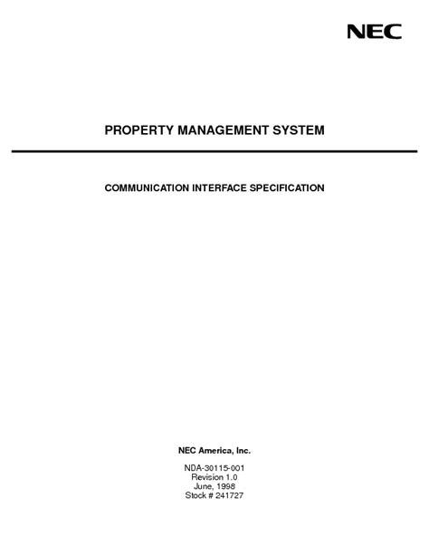 Nec Neax2400 Property Management System Communication Interfacepdf