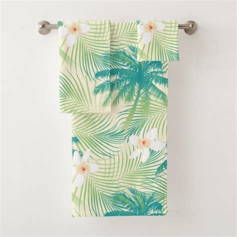 Tropical Summer Palm Trees Bath Towel Set