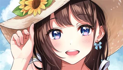 Online Crop Hd Wallpaper Anime Original Blue Eyes Brown Hair Girl Hat Wallpaper Flare