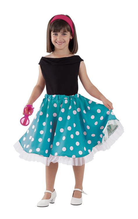 Este increíble disfraz de chica de los 70 incluye un mono color rosa con un cinturón color naranja adjunto. Vestido de lunares azul inspirado años 50 para niña ...