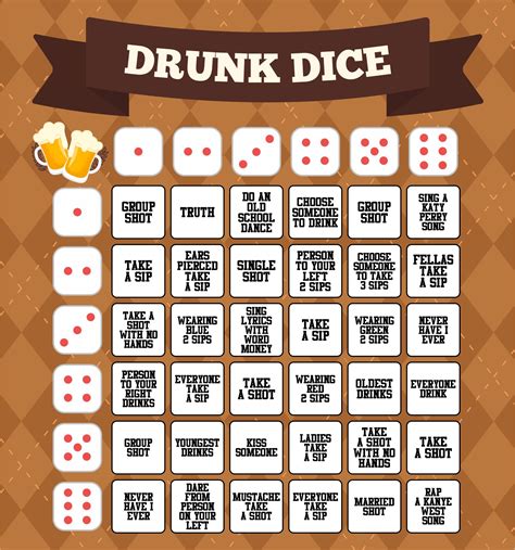 Best Adult Board Games Printable Printableecom Drunk Dice Party Drinking Games Printable