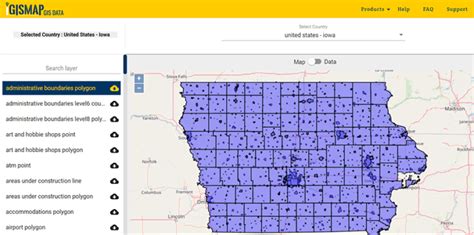 Download Iowa Us State Gis Data Counties Boundaries Railways